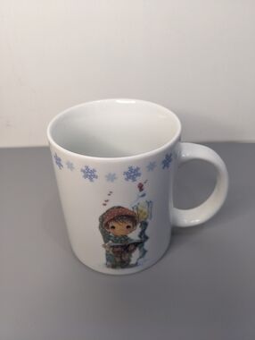 Vintage 2007 Precious Moments Winter Mug Snowflake Border Christmas Collectible